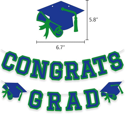 Congrats Grad Banner Graduation Party Banner Decoration Hanging Garland High - Image 2