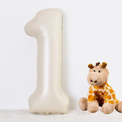 40 Inch Beige Number 1 Balloon for 1st Birthday Decorations Boys Girls - Image 2