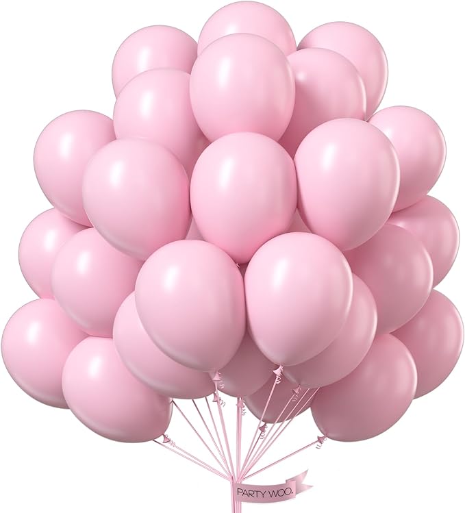 PartyWoo Baby Pink Balloons 50pcs Pastel Pale Light Pink Color | 12 Inch by PartyWoo
