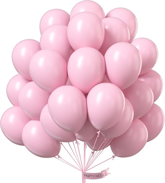 PartyWoo Light Pink Balloons 100 pcs 10 Inch Pastel Baby Pale Pink Latex Helium by PartyWoo