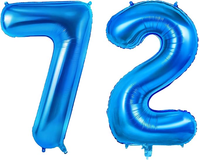 Number 72 Balloons for 72nd Birthday Party Decorations, 0-100 Large No.72 by Joycard