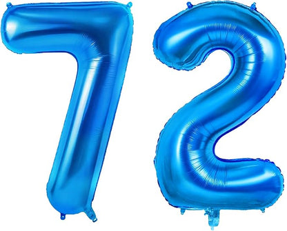 Number 72 Balloons for 72nd Birthday Party Decorations, 0-100 Large No.72 by Joycard