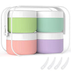 ME.FAN Travel Containers for Toiletries, TSA Approved 1.5 oz Silicone Cream Jars, Leak-proof Journey Containers, Trip Accessories with Lid for Cosmetic Face Hand 4 Pack White Lid - Bright