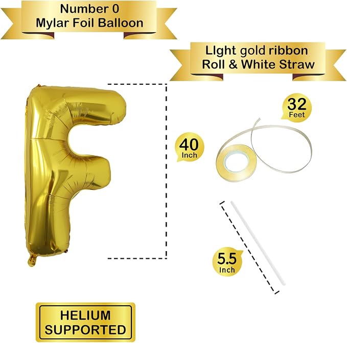 Letter Balloons Gold Party Balloon - Image 3