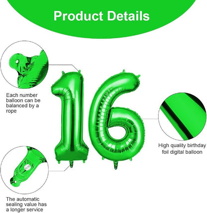 OFFCUP 40 Inch Green Number 16 Balloon - Image 3