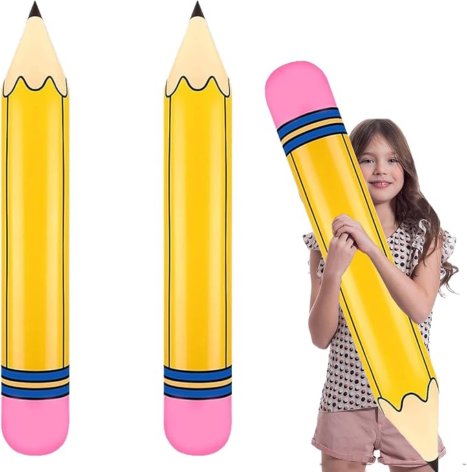 2Pcs Pencil Balloons, Back to School Foil Balloon, 27In Yellow Pencil Aluminum by XEPEELO