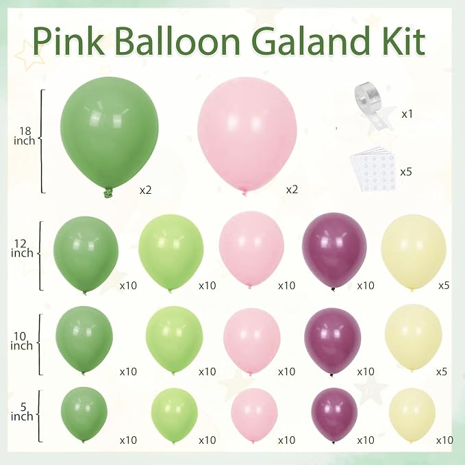 Pink Green Purple Balloons Arch Kit - Image 2