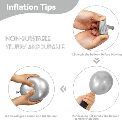120Pcs 5 Inch Metallic Silver Balloons, Metallic Chrome Silver Latex Balloons - Image 4