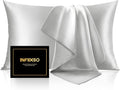 INFIIXSO Mulberry Silk Pillowcase for Hair and Skin, Silk Pillow Cases Standard Size with Hidden Zipper 20x26 Inches, Ultra Smooth and Soft Cooling Pillow Cases for Hot Sleepers(Light Grey, 1 Pack)