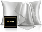 INFIIXSO Mulberry Silk Pillowcase for Hair and Skin, Silk Pillow Cases Standard Size with Hidden Zipper 20x26 Inches, Ultra Smooth and Soft Cooling Pillow Cases for Hot Sleepers(Light Grey, 1 Pack)