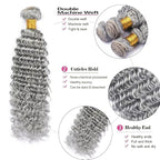 Gray Deep Wave Bundles Human Hair Silver Bundle 22 24 26 Inch Niegmeag Peruvian Virgin Soft And Silky Remy Hair Extensions Grey Deep Wave Bundles 300g
