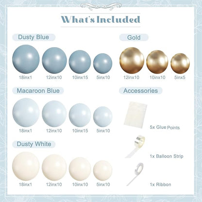 Dusty Blue Gold Balloon Garland Arch Kit - Image 7