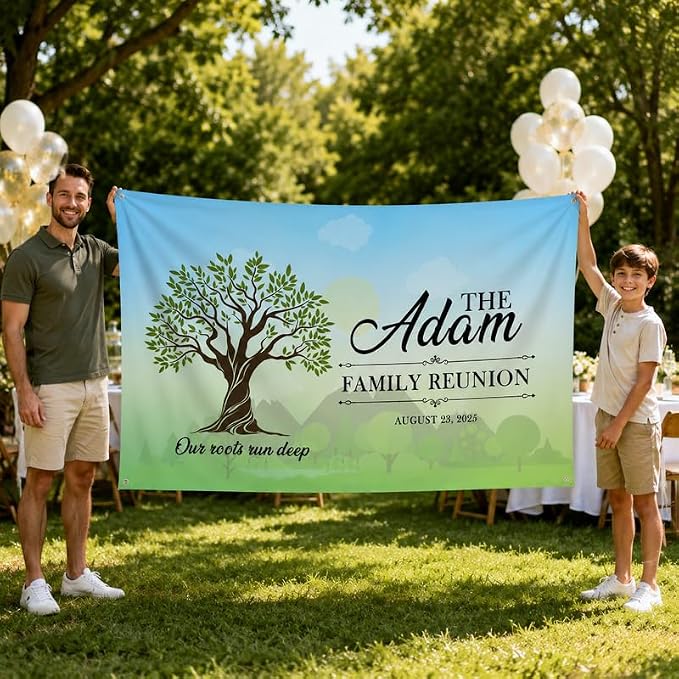 Custom Family Reunion Party Banner Tree Design Customized - Image 2