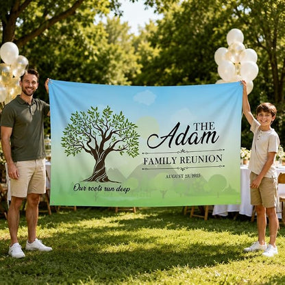 Custom Family Reunion Party Banner Tree Design Customized - Image 2