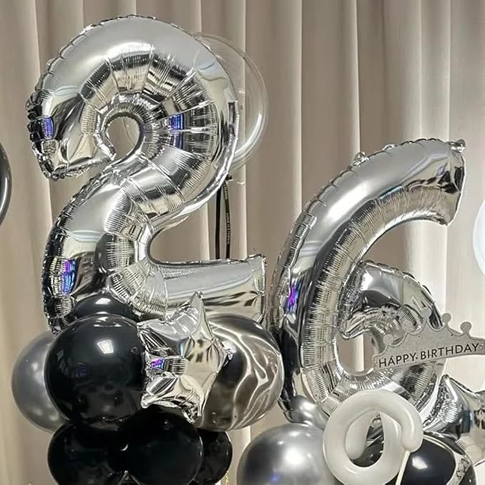 40 inch Silver Number Balloon Giant Foil Helium Balloons Silver Number 6 Balloon - Image 3