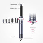 6 in 1 Hair Dryer Brush, Detachable Air Styler, 3 Heat Settings Blow Dryer Brush Frizz-Free Volumizing, Straightening, Curling ALCI Safety Plug for Travel & Home Styling (Blue)