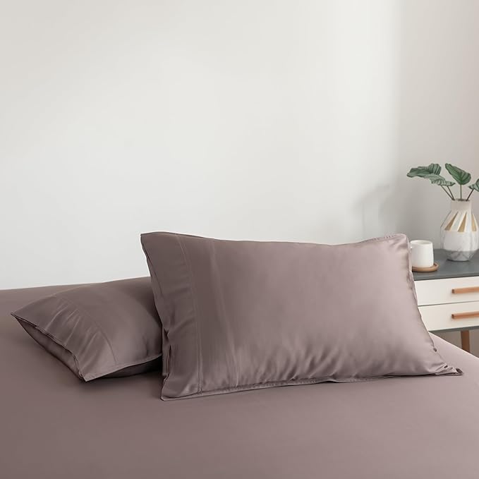 Bella Coterie | Luxury Bamboo Standard Size Pillowcase Set | 100% Organically Grown Bamboo Viscose | Ultra Soft | Cooling | 2 Pcs [Mocha]