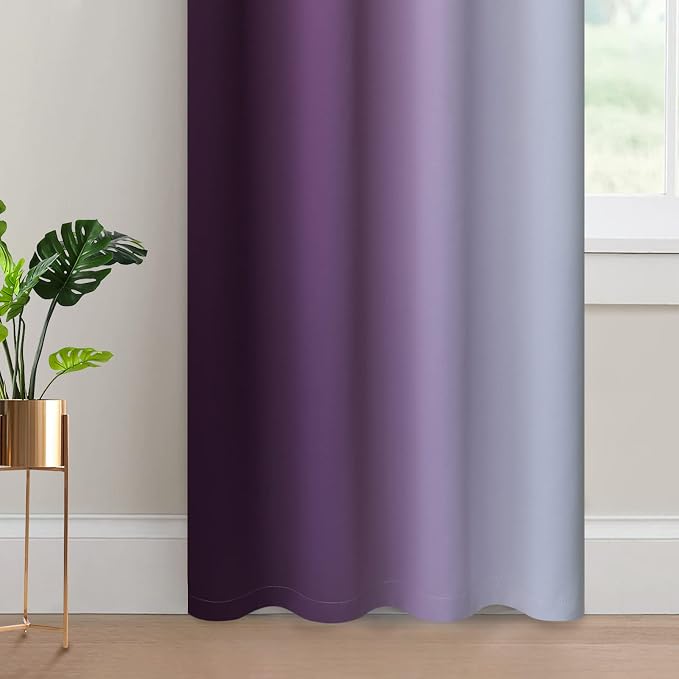 Yakamok Ombre Curtains Purple and Greyish White - Image 4