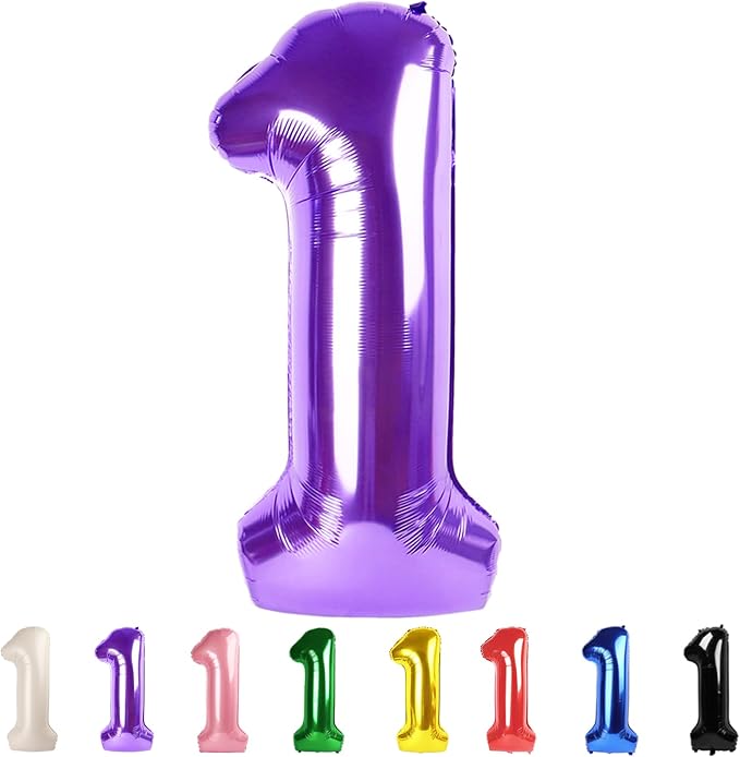 Number 1 Balloons 40 Inch for 1 Year Old Birthday Decorations, Inflation Straw by Mluchee