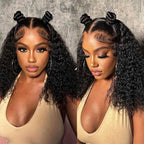 18 Inch 13x6 Lace Front Wigs Virgin Curly Human Hair Wigs 250% Density Deep Wave Lace Front Wigs Human Hair 13x6 Full Lace Frontal Wigs Pre Plucked for Women Natural Color