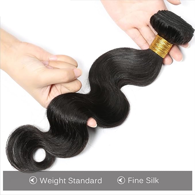 Body Wave Bundles Human Hair Natural Black Bundles Double Weft Color 1B Body Wave Hair Weave Peruvian Unprocessed Virgin Remy Hair Single Bundle 28 Inch