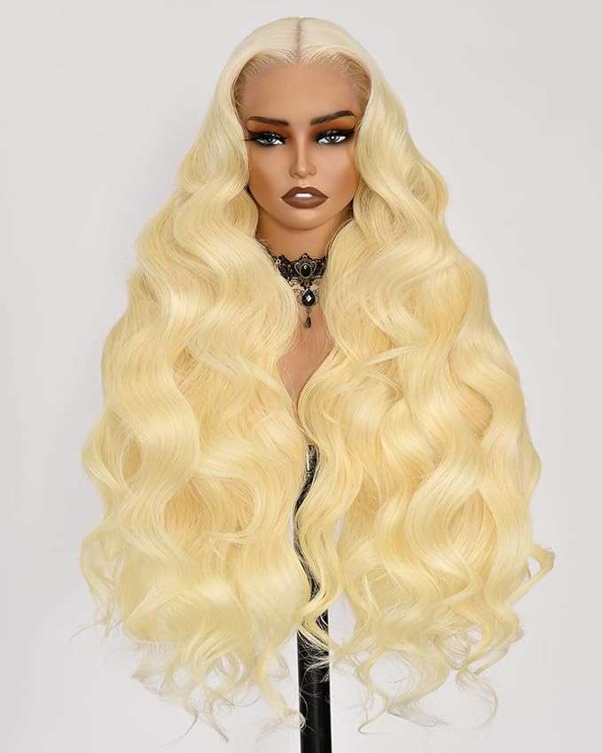 Alididi 613 Lace Front Wig Human Hair 13x4 Blonde Body Wave Hd Transparent Lace Frontal Wigs Human Hair Pre Plucked With Baby Hair 180% Density Blonde Glueless Wigs Human Hair 36 Inch