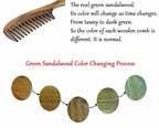 Louise Maelys 2pcs Wooden Wide Tooth Comb for Curly Thick Hair Anti-Static Black & Green Sandalwood Detangler Hair Comb for Women Men