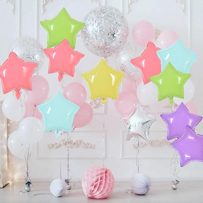 TONIFUL 30 Pcs Star Balloons 18 Inch Large Pastel Colorful Foil Balloons | - Image 6