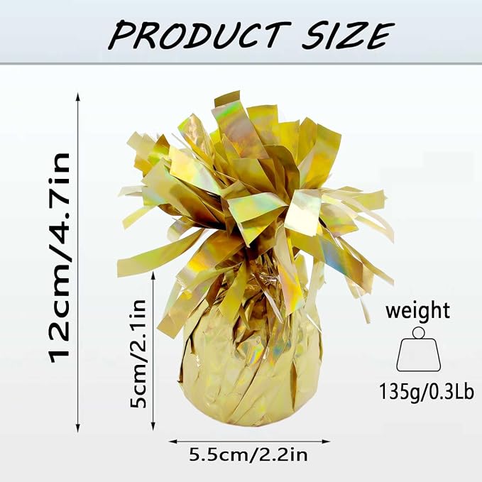 Metallic Gold Balloon Weights, 12 Pack | Metallic gold PET film; helium balloon - Image 3
