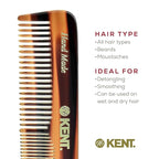 Kent OT Pocket Comb Black and Tortoise - Handmade Fine and Wide Tooth Hair Comb for Men, Women, and Kids - Travel, Beard, and Mustache Comb - Saw Cut and Hand Polished Made in England