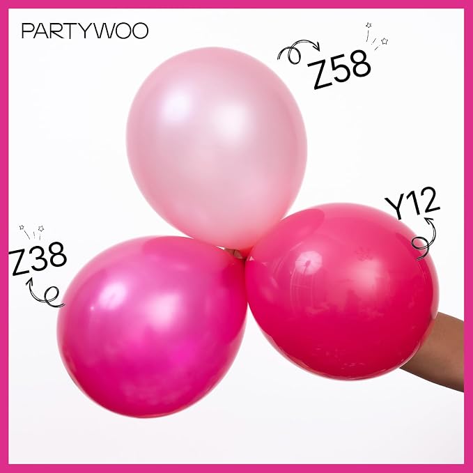 PartyWoo Pearl Hot Pink Balloons 140pcs Magenta Fuchsia Dark Pink Color | - Image 3