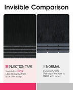Youngsmile Injection Tape in Hair Extensions Real Human Hair, #1 Jet Black 14 Inch Invisible Edge Tape in Injected Hair Extensions, 20pcs 30g, Straight Remy Virgin Human Hair Tape ins (#1,14'')