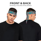 Men's Women Green Leaf Trippy Mushroom Eye Skull Sports Sweatbands Multipurpose Novelty Head Ribbon Headdress for Yoga Workout Shower