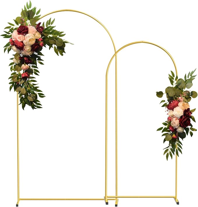 Gold Metal Wedding Arch Backdrop Stands Set of 2, Metal Square Balloon Arch by CHUNQIANGCAIDESIGN