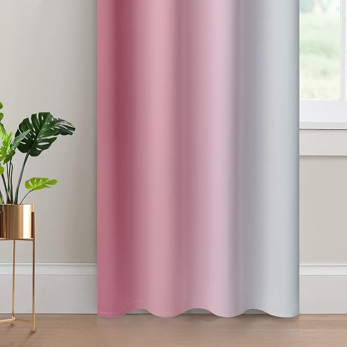 Yakamok Ombre Curtains Pink and Greyish White - Image 4