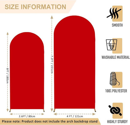 FANPROMS Wedding Arch Covers Set of 2 Red Arch Cover 6FT 7.2FT Spandex Arch - Image 3