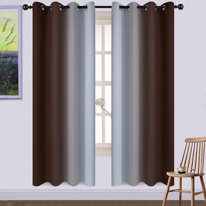Yakamok Ombre Curtains Brown and Greyish White by Yakamok