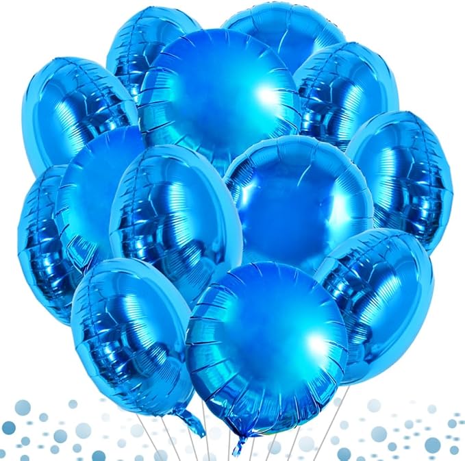 TONIFUL 30Pcs 18 Inch Large Blue Round Shape Foil Balloons Big Blue Circle by TONIFUL