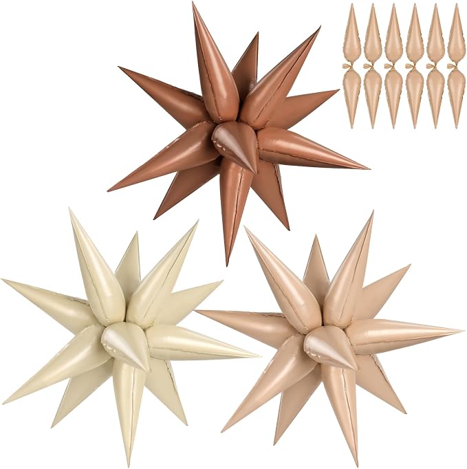 Brown Cream Caramel Star Foil Balloons by GCTWFYK