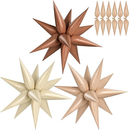 Brown Cream Caramel Star Foil Balloons by GCTWFYK