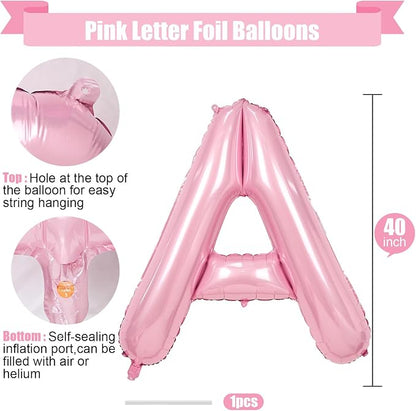 Pink Letter A Balloons, 40 Inch A Letter Balloon Light Pink, A to Z Alphabet - Image 2
