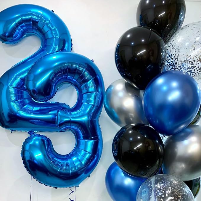 20 Pcs Blue 16" Number Balloons 2 Sets 0-9 Foil Balloon Numbers Décor | Glossy - Image 4