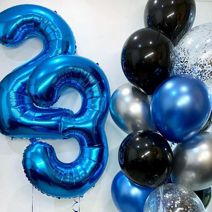 20 Pcs Blue 16" Number Balloons 2 Sets 0-9 Foil Balloon Numbers Décor | Glossy - Image 4