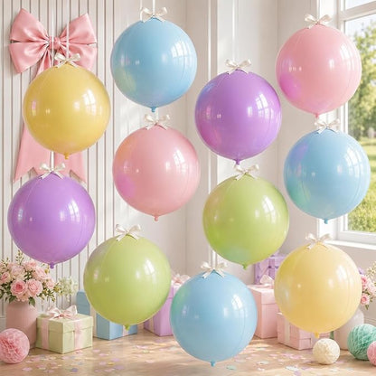 10 Pcs Pastel Round Foil Balloons Multicolor Colorful 4D Ball Balloon Pastel by Froova