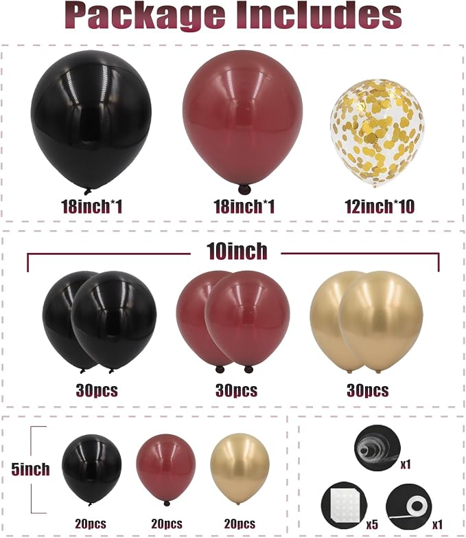 Burgundy and Gold Balloon Arch Kit - Image 2