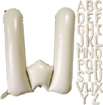 Cream White Letter W Balloons, 40 Inch Giant Letter Balloons W Foil Mylar by Lovoir