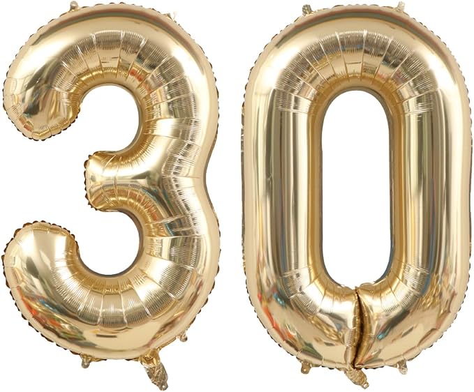 Light Gold 30 Number Balloons 40 Inch White Gold Giant 30 Foil Mylar Helium | by ANGEL+Q+HOUSE
