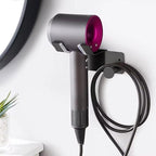 Hair Dryer Holder, Hair Dryer Holder Wall Mounted, Self Adhesive Blow Dryer Holder, Stainless Steel Hair Dryer Stand, Hairdryer Holder for Bathroom Black BANJEKT