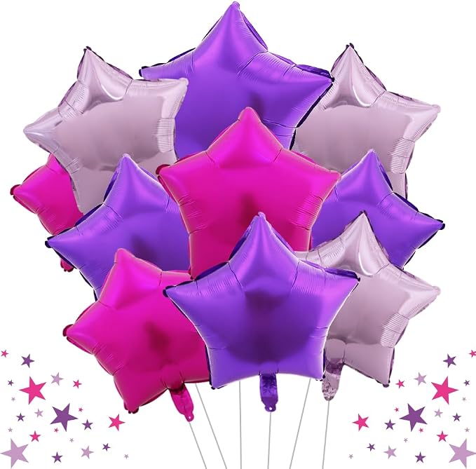 TONIFUL 15 Pcs Star Balloons 18 Inch Large Purple Hot Pink Foil Balloons | Big by TONIFUL