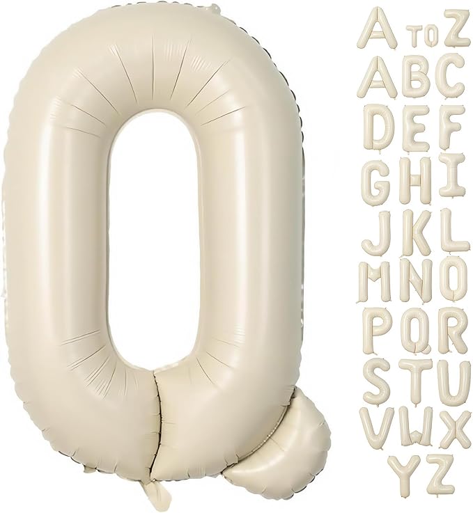 Cream Letter Q Balloons, 40 Inch Balloons Letter Q Mylar Helium Large Q Balloon by BBPOOL
